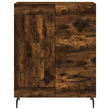 Högskåp rökfärgad ek 69,5x34x180 cm konstruerat trä