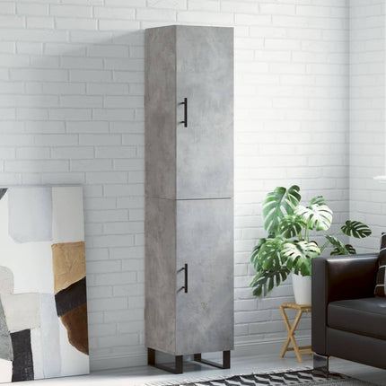 Högskåp betonggrå 34,5x34x180 cm konstruerat trä