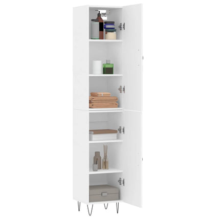 Högskåp vit 34,5x34x180 cm konstruerat trä