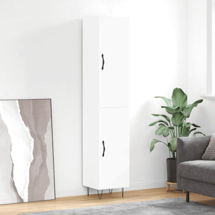 Högskåp vit 34,5x34x180 cm konstruerat trä
