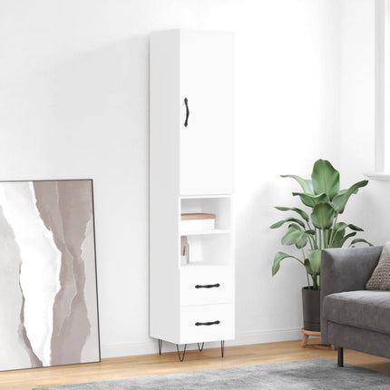 Högskåp vit 34,5x34x180 cm konstruerat trä