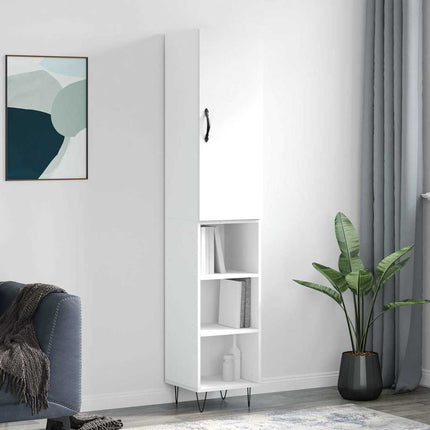 Högskåp vit 34,5x34x180 cm konstruerat trä