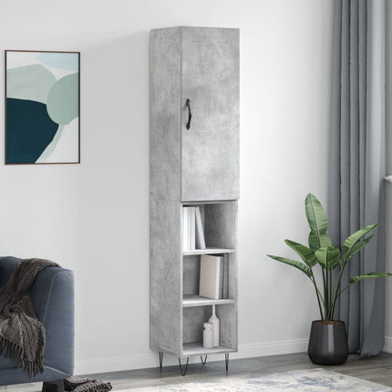 Högskåp betonggrå 34,5x34x180 cm konstruerat trä