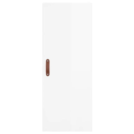 Högskåp vit högglans 34,5x34x180 cm konstruerat trä