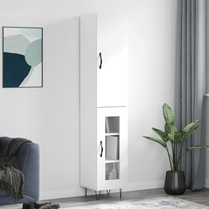 Högskåp vit 34,5x34x180 cm konstruerat trä