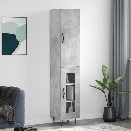 Högskåp betonggrå 34,5x34x180 cm konstruerat trä