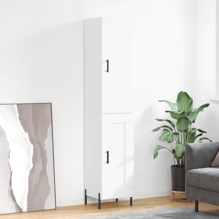 Högskåp vit 34,5x34x180 cm konstruerat trä