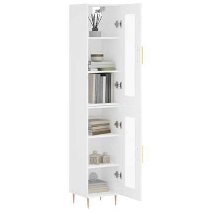 Högskåp vit 34,5x34x180 cm konstruerat trä