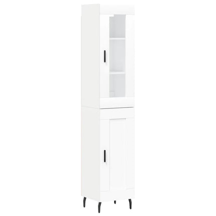 Högskåp vit 34,5x34x180 cm konstruerat trä