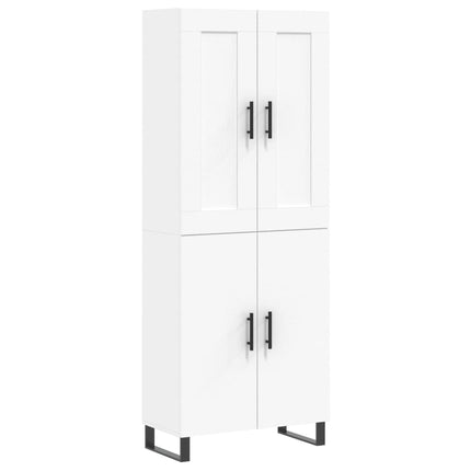 Högskåp vit 69,5x34x180 cm konstruerat trä