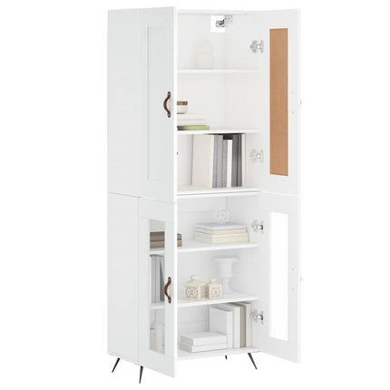 Högskåp vit 69,5x34x180 cm konstruerat trä