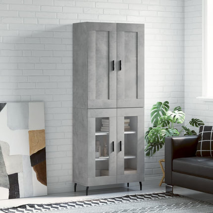 Högskåp betonggrå 69,5x34x180 cm konstruerat trä