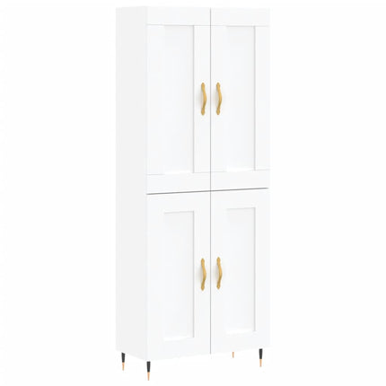 Högskåp vit 69,5x34x180 cm konstruerat trä
