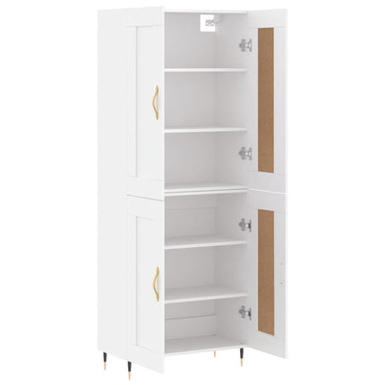 Högskåp vit 69,5x34x180 cm konstruerat trä