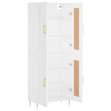 Högskåp vit 69,5x34x180 cm konstruerat trä