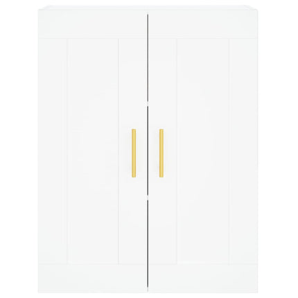 Högskåp vit 69,5x34x180 cm konstruerat trä
