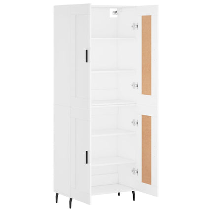 Högskåp vit 69,5x34x180 cm konstruerat trä