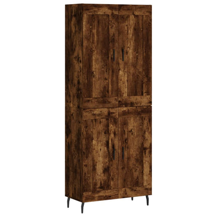 Högskåp rökfärgad ek 69,5x34x180 cm konstruerat trä