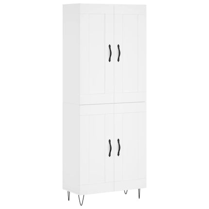 Högskåp vit 69,5x34x180 cm konstruerat trä