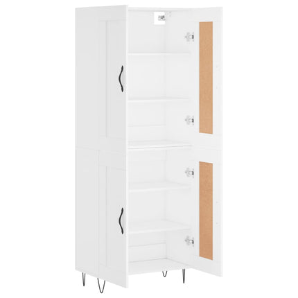 Högskåp vit 69,5x34x180 cm konstruerat trä