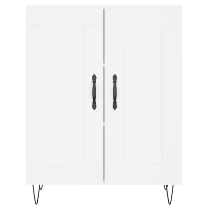 Högskåp vit 69,5x34x180 cm konstruerat trä