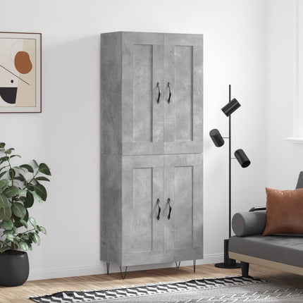 Högskåp betonggrå 69,5x34x180 cm konstruerat trä