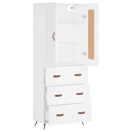 Högskåp vit 69,5x34x180 cm konstruerat trä