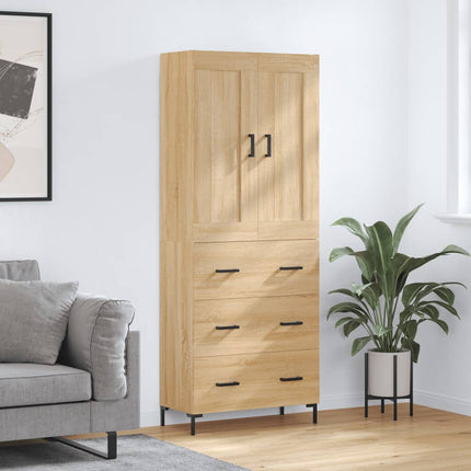 Högskåp sonoma-ek 69,5x34x180 cm konstruerat trä