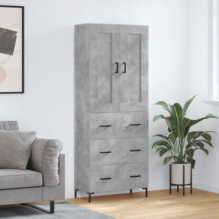 Högskåp betonggrå 69,5x34x180 cm konstruerat trä