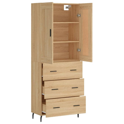 Högskåp sonoma-ek 69,5x34x180 cm konstruerat trä