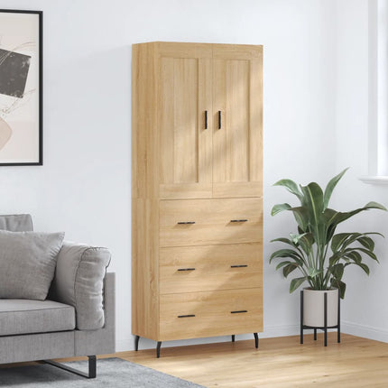 Högskåp sonoma-ek 69,5x34x180 cm konstruerat trä