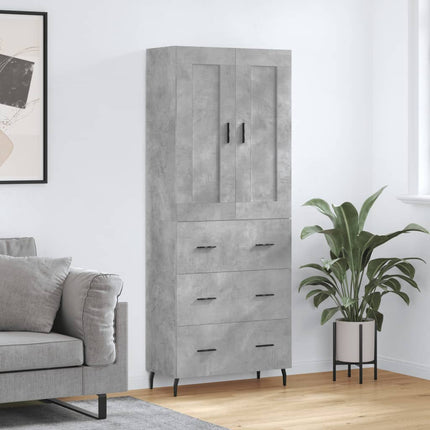 Högskåp betonggrå 69,5x34x180 cm konstruerat trä