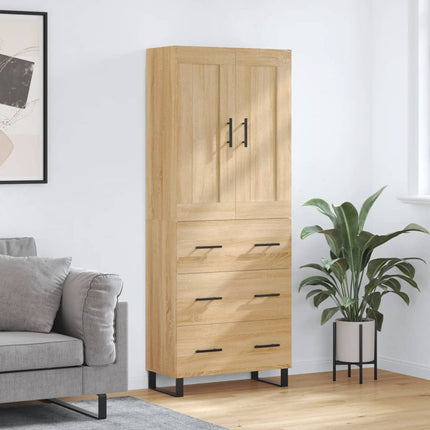 Högskåp sonoma-ek 69,5x34x180 cm konstruerat trä