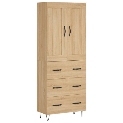 Högskåp sonoma-ek 69,5x34x180 cm konstruerat trä