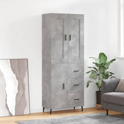 Högskåp betonggrå 69,5x34x180 cm konstruerat trä