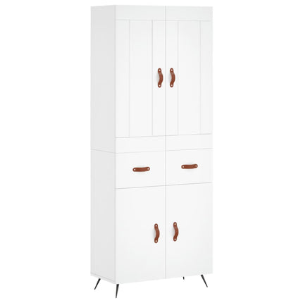 Högskåp vit 69,5x34x180 cm konstruerat trä