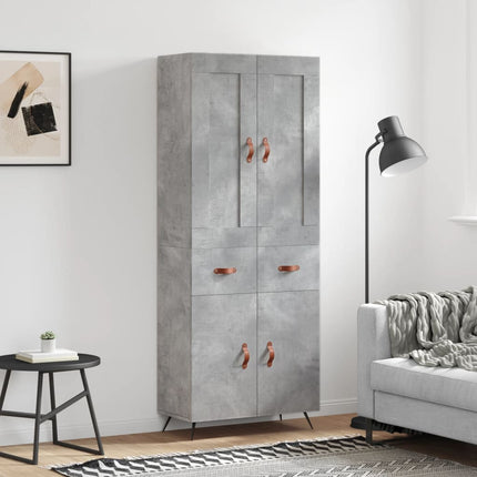 Högskåp betonggrå 69,5x34x180 cm konstruerat trä