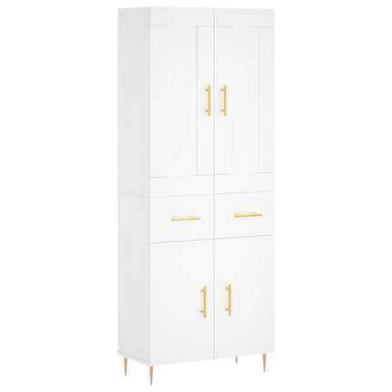 Högskåp vit 69,5x34x180 cm konstruerat trä