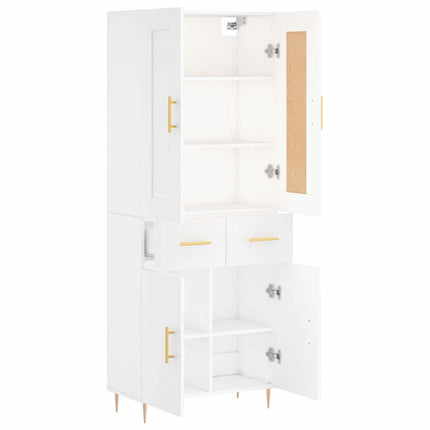 Högskåp vit 69,5x34x180 cm konstruerat trä