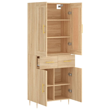 Högskåp sonoma-ek 69,5x34x180 cm konstruerat trä