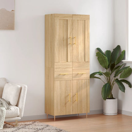 Högskåp sonoma-ek 69,5x34x180 cm konstruerat trä