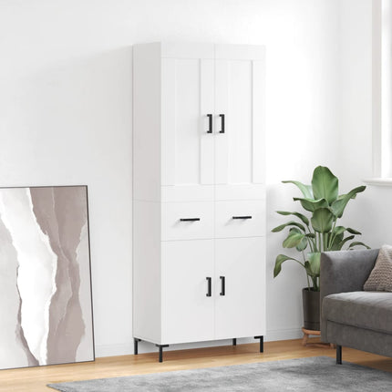 Högskåp vit 69,5x34x180 cm konstruerat trä