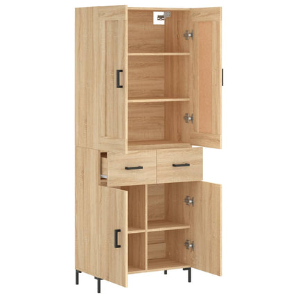 Högskåp sonoma-ek 69,5x34x180 cm konstruerat trä