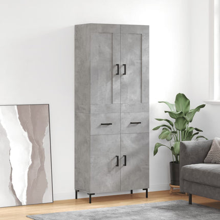 Högskåp betonggrå 69,5x34x180 cm konstruerat trä