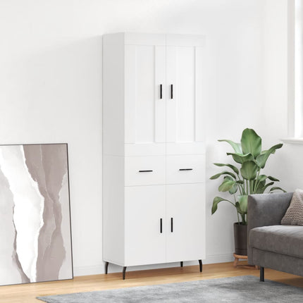 Högskåp vit 69,5x34x180 cm konstruerat trä