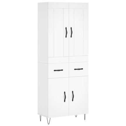 Högskåp vit 69,5x34x180 cm konstruerat trä