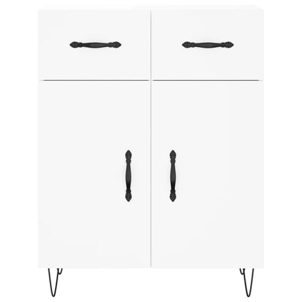 Högskåp vit 69,5x34x180 cm konstruerat trä