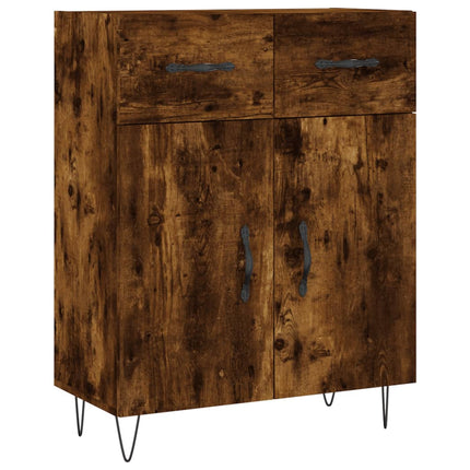 Högskåp rökfärgad ek 69,5x34x180 cm konstruerat trä