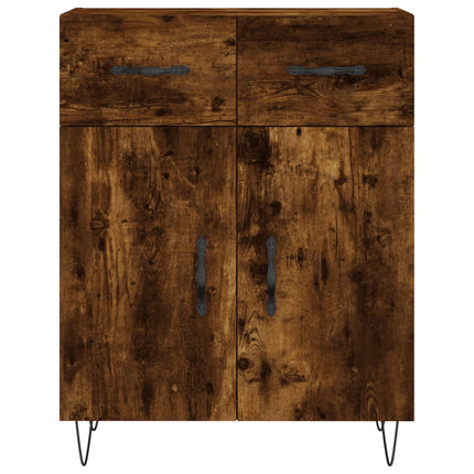 Högskåp rökfärgad ek 69,5x34x180 cm konstruerat trä