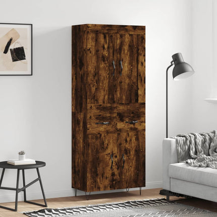 Högskåp rökfärgad ek 69,5x34x180 cm konstruerat trä